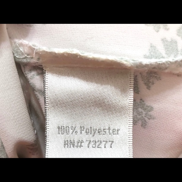 Lauren Conrad Pleat Neck Keyhole Tie Back Top Floral Green White EUC Sz Sm - Picture 11 of 11